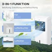 HOMCOM Mobiele Luchtkoeler/Airconditioner met 3 Modi, 7,5-uurs Timer, Verrijdbaar, Kunststof, Wit(m-5)