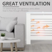 HOMCOM Radiator Cover, Modern MDF White Painted Cabinet with Horizontal Slats for Living Room, Bedroom, 172L x 19W x 81H cm(m-4)
