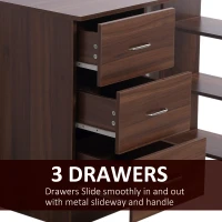 HOMCOM Computer Desk with Drawers, Home Office Desk, Writing Table, PC Workstation with 3 Storage Shelves for Working, Study, 120 x 49 x 72 cm, Walnut(m-5)