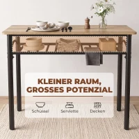 HOMCOM 4-teiliges Essgruppen-Set, industrieller Küchentisch mit 2 Stühlen und Bank für 4 Personen, gepolsterte PU-Leder-Sitze, Braun(m-4)