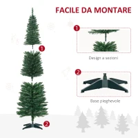 HOMCOM Albero di Natale Artificiale 150cm Alto e Stretto con Rami Realistici e Base in Plastica, Verde(m-7)
