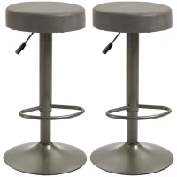HOMCOM Set 2 Sgabelli da Bar Girevoli con Poggiapiedi e Altezza Regolabile, 35x36x64-85cm, Grigio(m-1)