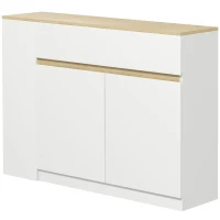 HOMCOM Aparador Armario de Cocina con 2 Puertas Cajón y 3 Estantes Abiertos para Salón Comedor 110x29,5x82 cm Blanco(m-11)
