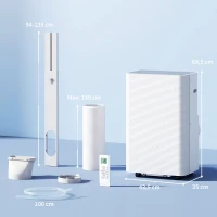 HOMCOM Climatiseur mobile 12000 BTU, climatiseur portable 4 en 1, refroidissement, déshumidificateur, ventilateur, mode nuit(m-3)