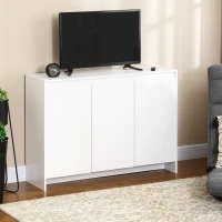 HOMCOM Mueble Aparador con 3 Puertas Estantes Ajustables y Cierre Suave Soporte para Televisores 120x35x85 cm Blanco(m-10)