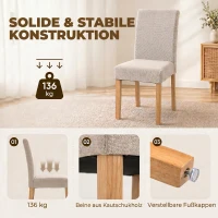 HOMCOM Esszimmerstühle im 2er-Set, moderne Leinen-Polsterstühle mit gepolstertem Sitz und Rückenlehne, Beine aus Kautschukholz(m-7)