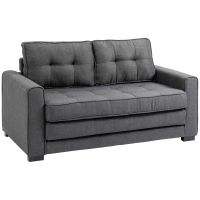 HOMCOM Canapea Extensibilă din Material Textil 2 Locuri cu Tapițerie și Arcuri, 151x75x85 cm, Gri