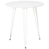 HOMCOM Mesa de Comedor Redonda con Patas de Horquilla Metálicas Estilo Moderno Nórdico para Cocina Salón Cafetería Bar Ø70x75 cm Blanco(m-10)