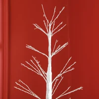 HOMCOM Kunstboom met LED-verlichting, 180 cm hoge kerstboom, realistische schors, Wit(m-8)