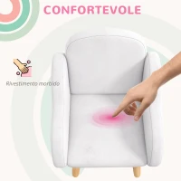 ZONEKIZ Poltrona per Bambini in Stile Scandinavo con Braccioli a Nuvola in Tessuto Bianco, 46x51x55 cm(m-5)