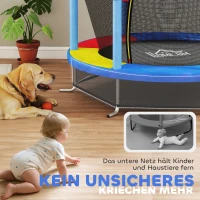 HOMCOM Kindertrampolin, Sicherheitsnetz, Gummifederung, bis 45 kg, Stahlgestell, Ø140x160cm, Bunt(m-8)