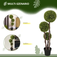 HOMCOM Kunstbuxus, kunstplant, realistische uitstraling, outdoor, groen + zwart(m-5)