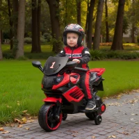 AIYAPLAY Moto électrique enfants 6 V, voiture électrique enfants avec roues d'entraînement, effets lumineux et sonores, rouge(m-10)