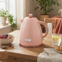 HOMCOM Wasserkocher, 2200W, Sichtfenster, Filter, Schnellkocher, Hellrosa(m-2)