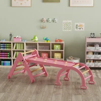 AIYAPLAY Klettergerüst Indoor, 7 in 1 klappbar Kletterdreieck mit Rutsche, Kletterbogen(m-9)