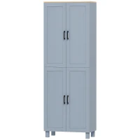 HOMCOM Freestanding Kitchen Cupboard, 4-Door Storage Cabinet with Adjustable Shelves, Modern Kitchen Pantry, 170cm, Grey(m-11)