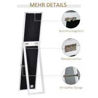 HOMCOM Volledige Lichaamsspiegel, Vrijstaand of Wandmontage, MDF-Frame, 37 x 37 x 154 cm, Wit(m-6)