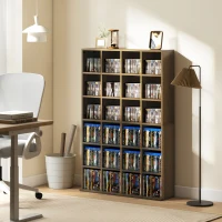 HOMCOM Meuble de rangement multimédia 456 CD/ 336 DVD - bibliothèque en bois avec étagères réglables, 89 x 130,5 cm, marron(m-10)