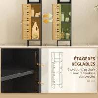 HOMCOM Meuble de salle de bain avec support papier toilette barre amovible 3 Niveaux + Sortie Papier, 78H cm, Bambou noir(m-5)