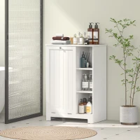 HOMCOM Mueble de Baño con Cesto Ropa Sucia Cesta Extraíble Estante Ajustable y Compartimentos para Baño 60x38x86 cm Blanco(m-8)