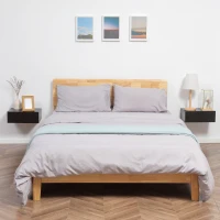 HOMCOM Set de 2 Mesitas de Noche Flotantes con 1 Cajón Diseño Montado en la Pared Estilo Moderno 40x30x15 cm Negro(m-10)