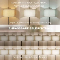 HOMCOM Stehlampe mit Fernbedienung, höhenverstellbar, Stoffschirm, Metallständer, anpassbare Helligkeit, Fußschalter, Schwarz(m-4)