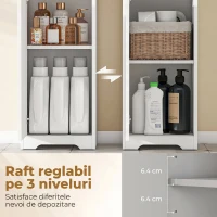 HOMCOM Dulap de Baie Înalt, Dulap Independent cu Raft Reglabil, Alb(m-5)