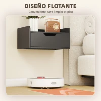 HOMCOM Set de 2 Mesitas de Noche de Pared Mesillas Flotantes con 1 Cajón para Dormitorio Habitación 40x30x19,5 cm Negro(m-5)