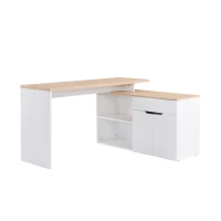 HOMCOM Bureau informatique multimédia modulable multi-rangements double niche + tiroir et placard en bois(m-1)