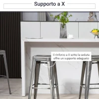 HOMCOM Set 4 Sgabelli Bar Impilabili con Poggiapiedi, Stile Industriale, in Acciaio, per Sala da pranzo, Argento(m-4)