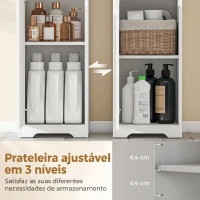 HOMCOM Armário Alto de Casa de Banho com Gaveta Design Canelado Prateleira Ajustável Prateleiras Abertas para Espaços Pequenos Branco(m-5)