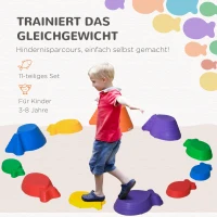 Outsunny Balansstenen, Stapstenen, 11 Stuks, Stapelbaar, Antislip, Robuust, Voor Binnen en Buiten, Belastbaar tot 100 kg(m-4)