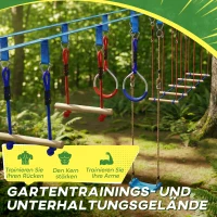 AIYAPLAY Ninja Line Kinder 24 m Slackline Set mit Turnringe 7 Hindernissen Kletterstange Balancierbrücke für 3-6 Jahre(m-8)