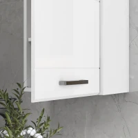 kleankin Mobiletto Bagno in MDF a Muro con 3 Ripiani e Ripiano Superiore Regolabile, 37x22.5x70 cm, Bianco(m-9)