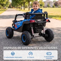 AIYAPLAY Coche Eléctrico para Niños UTV 12V con 2 Motores Control Remoto 2,4G Velocidad hasta 7 km/h Sistema de Suspensión Azul(m-5)