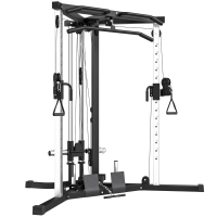 SPORTNOW Kraftstation Fitnessstation mit Latzug, Klimmzugstange Curl-/Ruderstange Griffe, 15-fach verstellbar