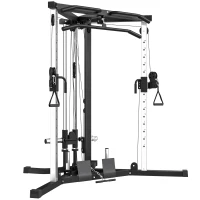 SPORTNOW Kraftstation Fitnessstation mit Latzug, Klimmzugstange Curl-/Ruderstange Griffe, 15-fach verstellbar(m-1)