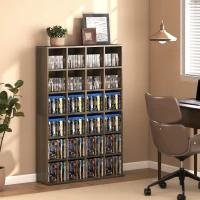 HOMCOM Meuble de rangement multimédia 456 CD/ 336 DVD - bibliothèque en bois avec étagères réglables, 89 x 130,5 cm, marron(m-2)