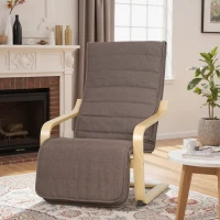 HOMCOM Akzentsessel, Relaxsessel mit verstellbarem Fußteil, Birkenholzrahmen, bis 120 kg, 66,5 x 94 x 100 cm, Braun(m-9)