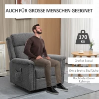 HOMCOM elektrische relaxfauteuil met opstahulp incl. afstandsbediening staalgrijs(m-7)