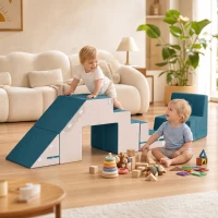 AIYAPLAY Spielsofa Samt 2-Teiliges Kindersofa aus Schaumstoff Waschbar Modulares Kindercouch  für Kinder 0,5 bis 3 Jahre(m-2)