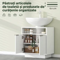 HOMCOM Dulap pentru sub chiuvetă cu raft interior reglabil și raft deschis, din lemn, 60x33x63 cm, alb(m-6)