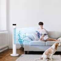 HOMCOM Ventilatore a Colonna con 3 Velocità e 4 Modalità, Timer di 12h, Pannello LED e Telecomando, Bianco(m-10)
