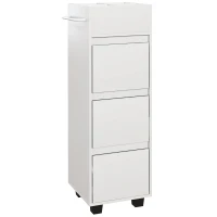 HOMCOM Meuble de rangement pour salle de bain avec 4 compartiments, 3 tiroirs et porte-serviettes, dim. 35 x 30 x 90 cm, blanc(m-1)