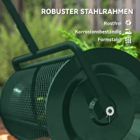 Outsunny Kompoststreuer 75L 61x40cm Düngerstreuer Rasen Garten mit T-Griff Mesh-Korb Metall Grün(m-7)