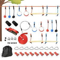 Outsunny Ninja Slackline Set 10m Hangende Obstakels Outdoor Klimset(m-1)