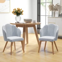 HOMCOM Set de 2 Sillas de Comedor Tapizada en Lino Sintético con Asiento y Respaldo Acolchados Carga 120 kg 58x60x82 cm Gris(m-2)
