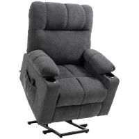HOMCOM Opstaan hulp seniorenstoel, ligfunctie, inclusief afstandsbediening, 144 cm x 91 cm x 88 cm, Donkergrijs(m-1)