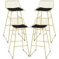 HOMCOM Lot de 4 chaises de bar design acier filaire doré avec coussin noir repose-pieds convient pour tables de 104-109 cm(m-11)