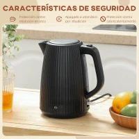 HOMCOM Hervidor Eléctrico 1,7L 2200W con Filtro Antical Desmontable Apagado Automático Base Giratoria 360° Negro(m-5)